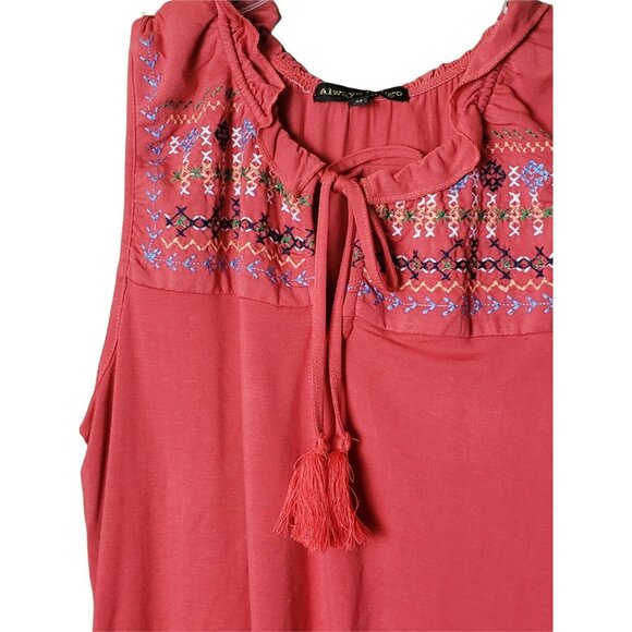 Always Indigo Shirt Womens Size M Sleeveless Tank Blouse Pink Boho Flowy Tie NWT - Picture 3 of 6